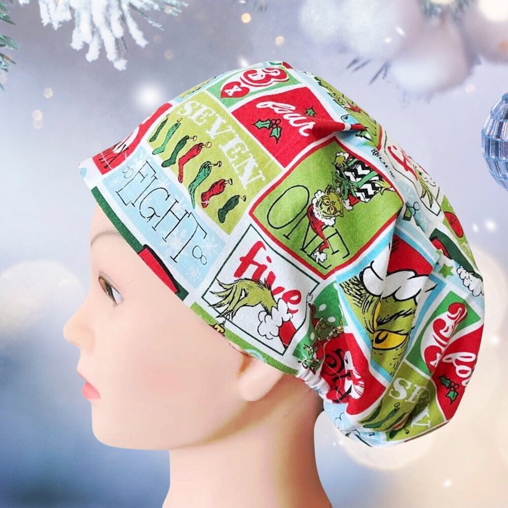 EURO Style Scrub Cap 12 Days of Grinchsmas, Scrub Cap, CNA, RN, MP, GIFT